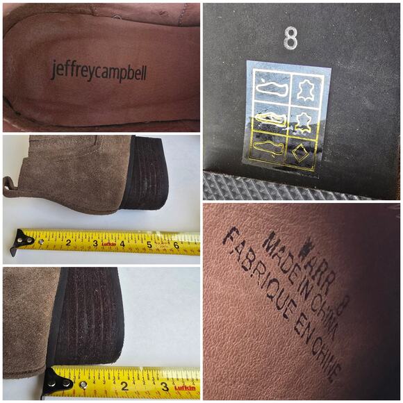 Size 8 Boots Jeffrey Campbell Warr Brown Suede Leather Ankle Boot Heeled Chelsea - Picture 5 of 10
